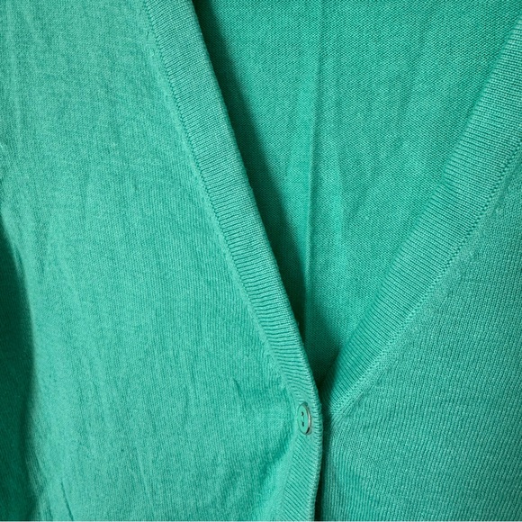 The Limited Turquoise Cardigan Size Medium V-neck Three Quarter Sleeves Office - Picture 3 of 10